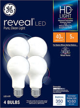 GE Industrial Solutions 46650 LED Bulb, General Purpose, A19 Lamp, E26 Lamp Base, Dimmable, Frosted, White Light